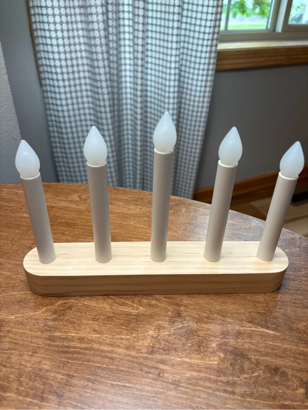 IKEA Wooden LED Candle Bridge in White and Natural Wood